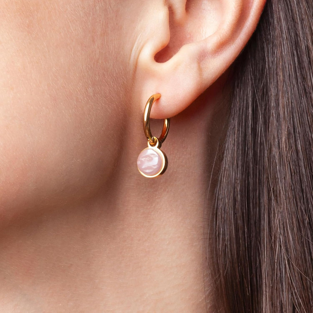 Gold Ohrringe Creolen mit Anhänger zum Wechseln • Edelstahl Ohrhänger mit Charm • nickelfrei &amp; wasse