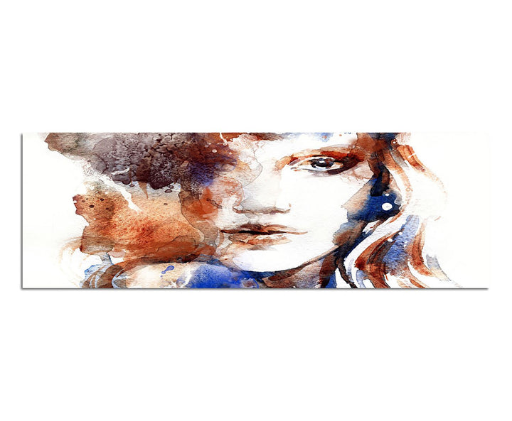 Paul Sinus Art Panoramabild auf Leinwand und Keilrahmen 150x50cm Handmalerei Frau Gesicht Portrait