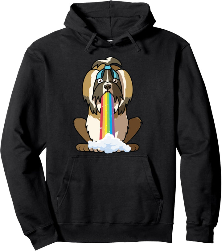 Lustige Shih Tzu Hund in bunten Regenbogen Maul Pullover Hoodie