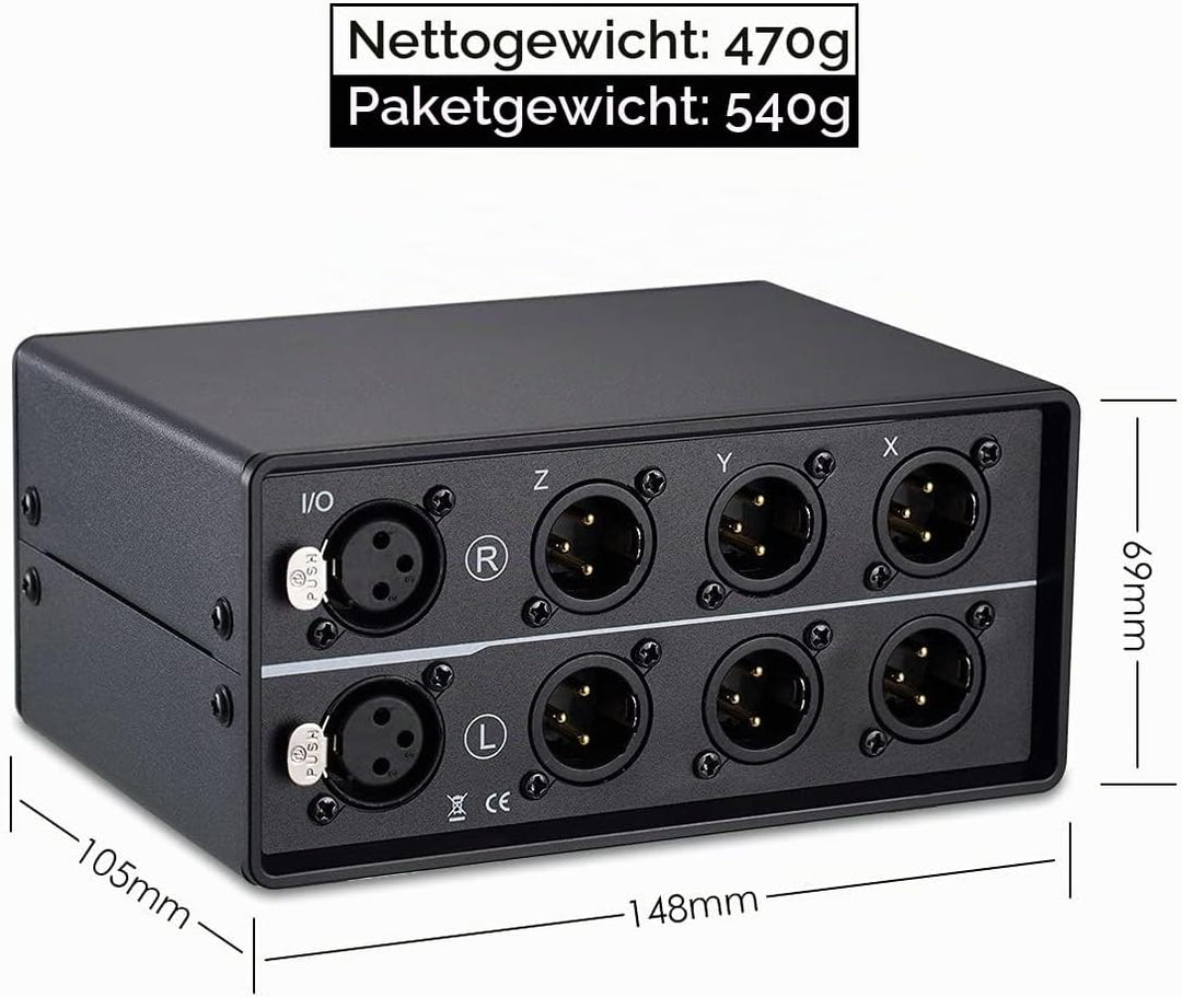 Nobsound 1-IN-3-OUT XLR Audio Switcher Selector, Balanced Audio Converter, 3-Way Stereo Passiv Audio