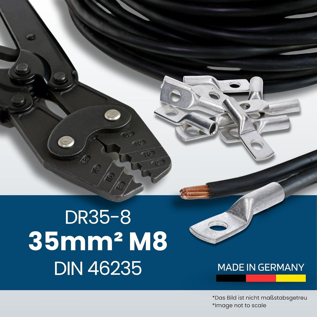 10 Stück Kalitec DR35-8 Press-Kabelschuh 35mm² M8 I Verbinder nach DIN 46235 I Made in Germany