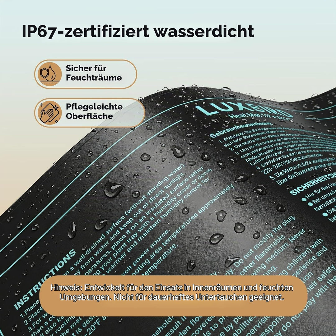 Luxbird Heizmatte Pflanzen, 4 Pack 20W Wasserdicht Wärmematte für Zimmergewächshaus, Indoor-Gärtnern