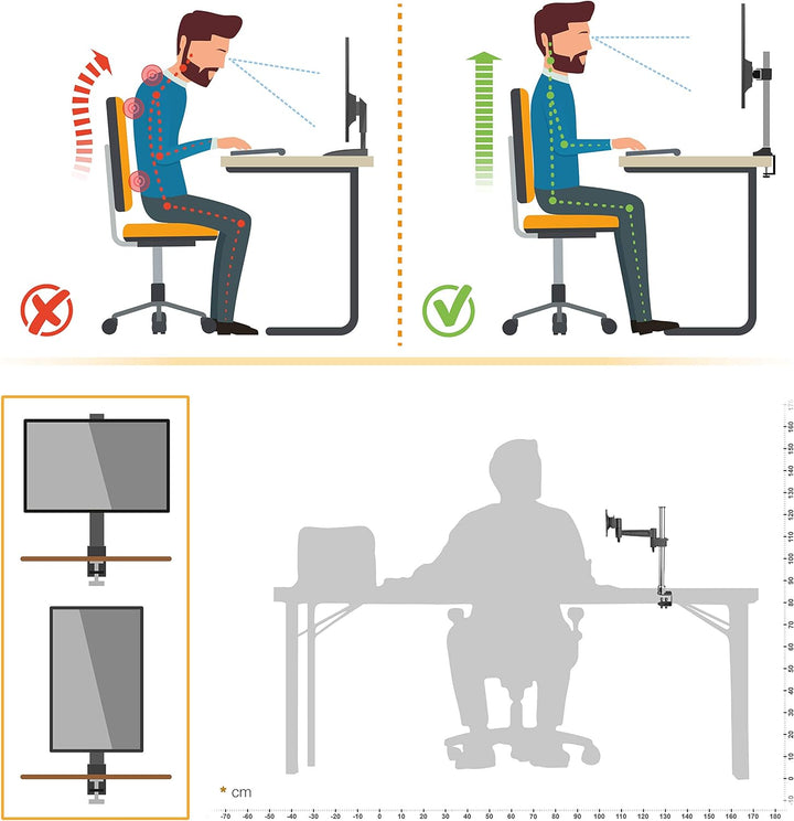RICOO Monitor Halterung Tisch, VESA Tischhalterung für 13-30 Zoll, Monitorhalterung 1 Monitor Arm TS