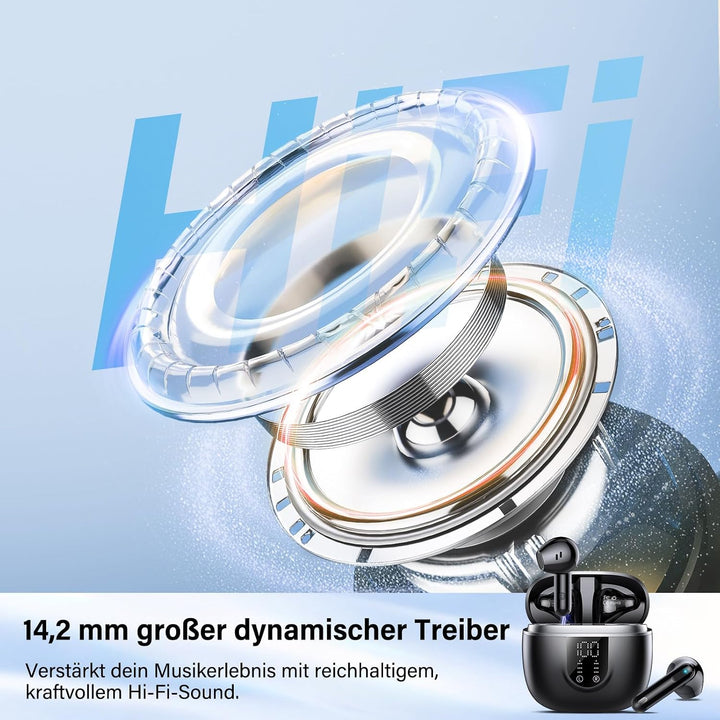 Bluetooth Kopfhörer in Ear Kopfhörer Kabellos Bluetooth 5.4, Schwarz | Hi-Fi Stereoklang, ENC Noise