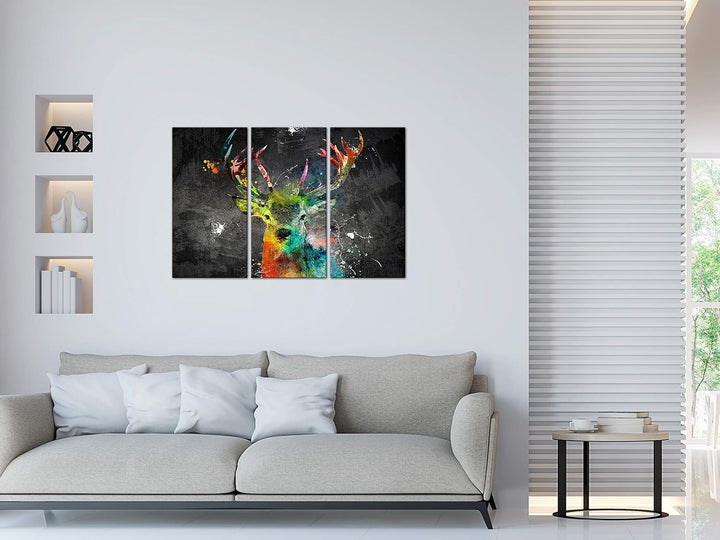 murando - Bilder Hirsch 120x80 cm Vlies Leinwandbild 3 Teilig Kunstdruck modern Wandbilder XXL Wandd
