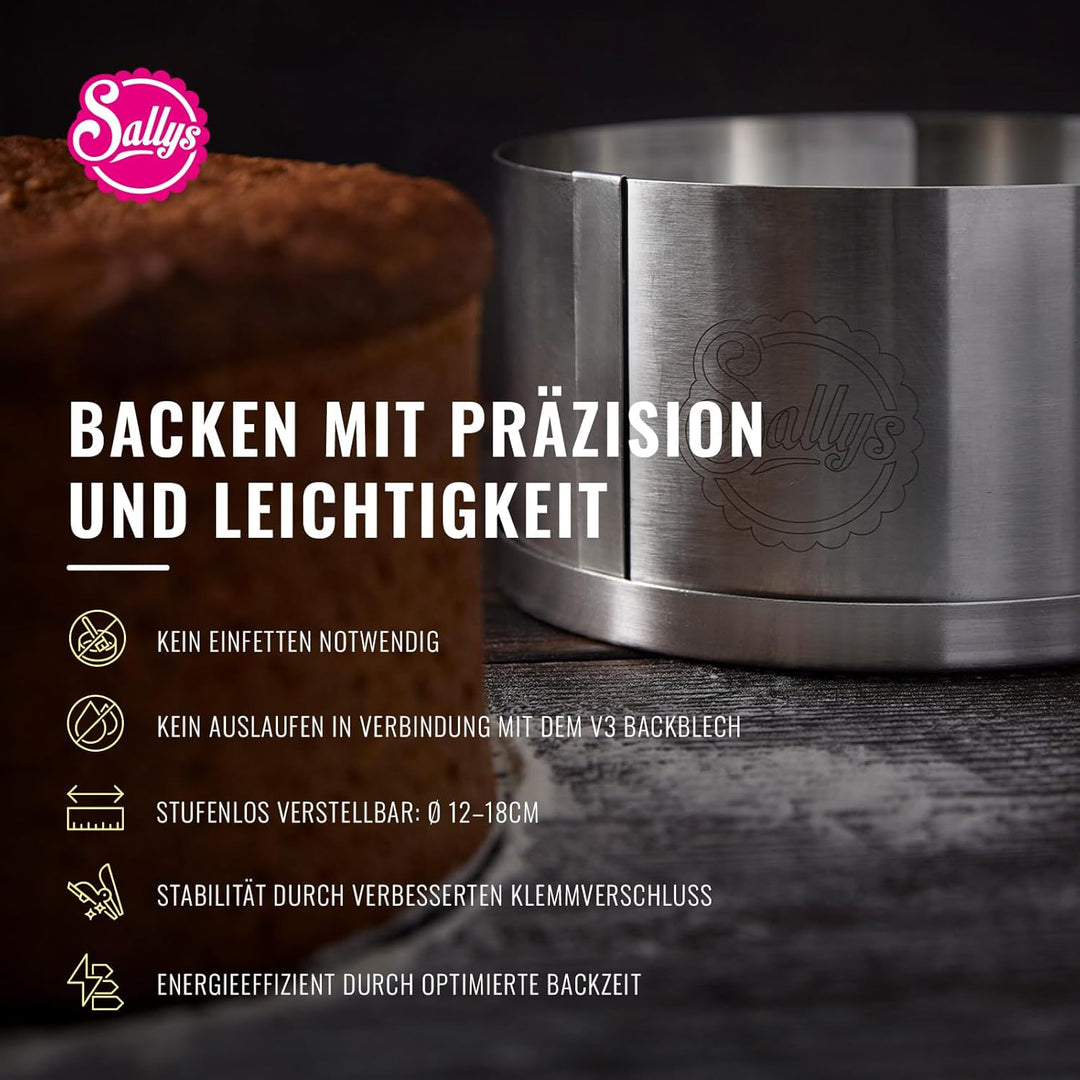 Sallys Backform Backring Tortenring rund rechteckig eckig verschiedene Grössen und Formen (Tortenrin