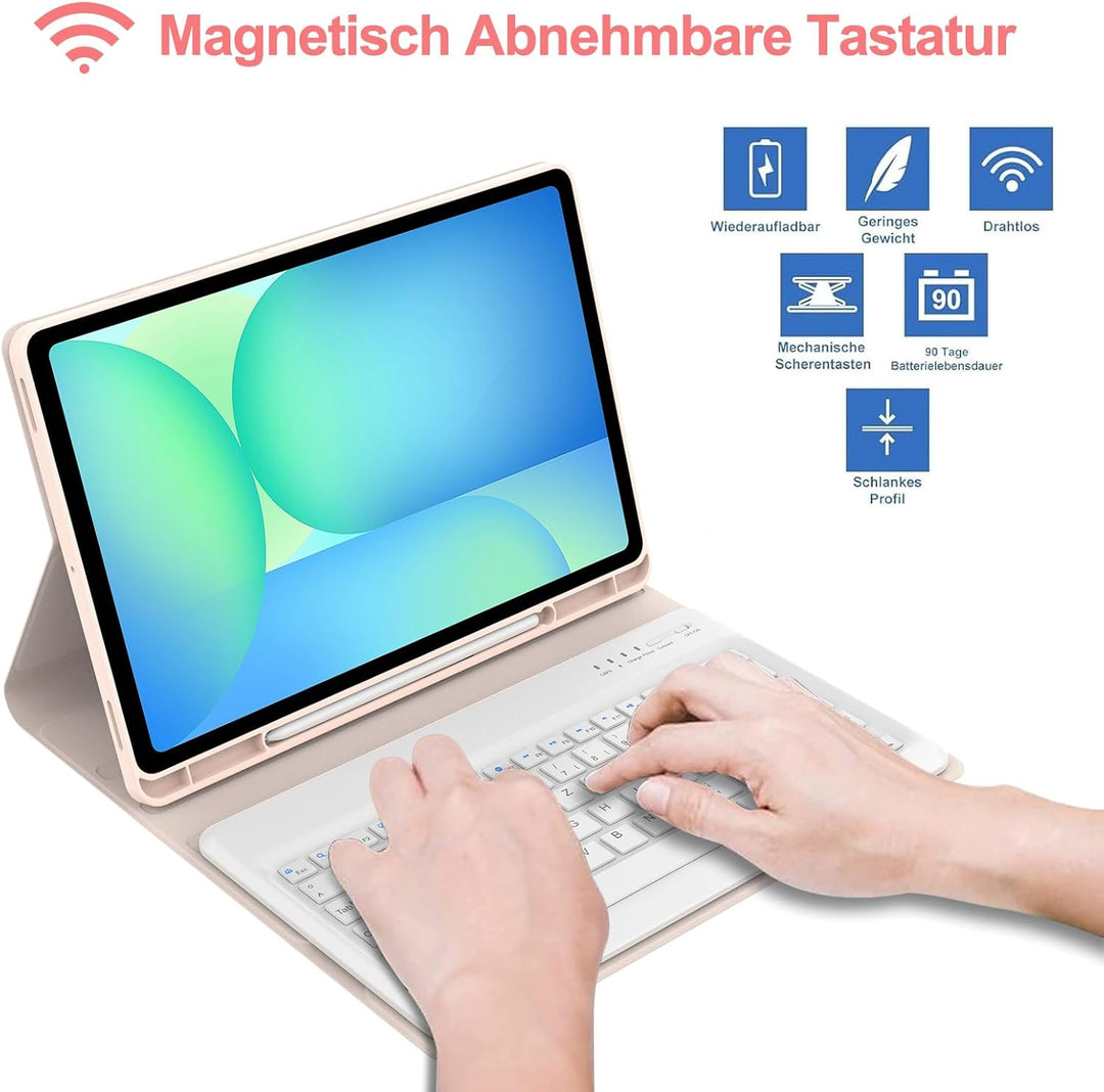 IVEOPPE Hülle mit Tastatur für Samsung Galaxy Tab S10 FE+ 13.1 Zoll, Deutsches QWERTZ-Layout, Tastat