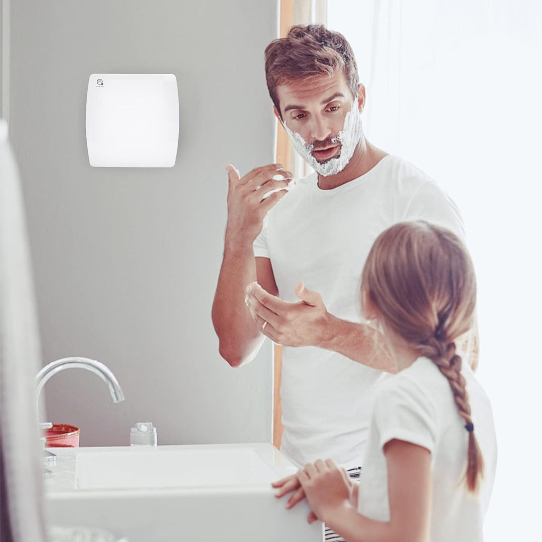 Herrselsam Badlüfter 100mm mit Feuchtigkeitssensor und Rückstauklappe timer, Badezimmerlüfter Wohnra