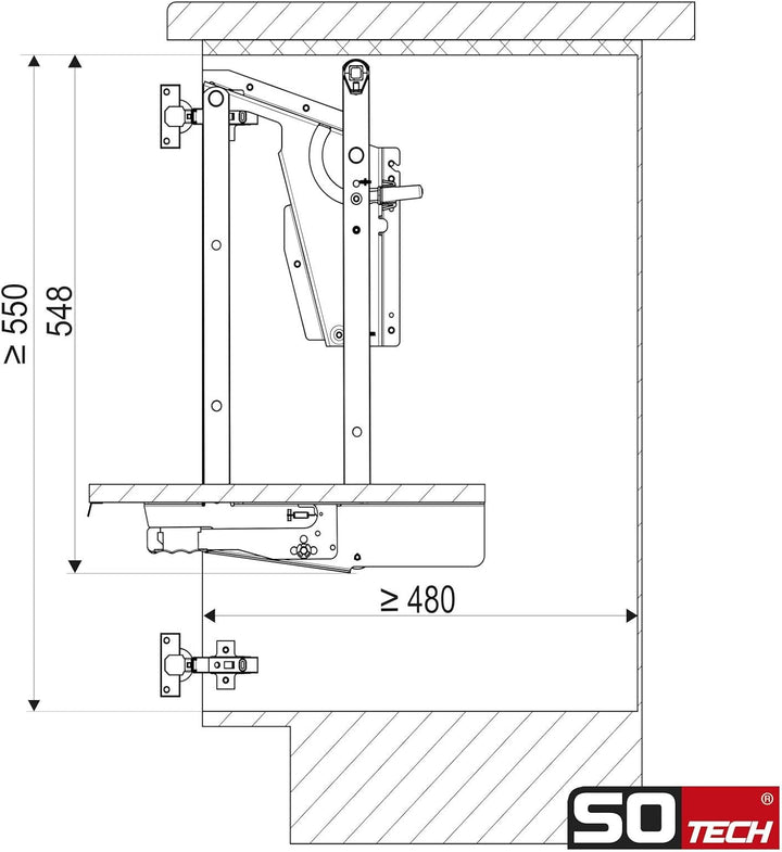 KESSEBÖHMER ChefsTable Parallelschwenkmechanik Unterschrank Schwenkbeschlag belastbar bis 16 kg (ohn