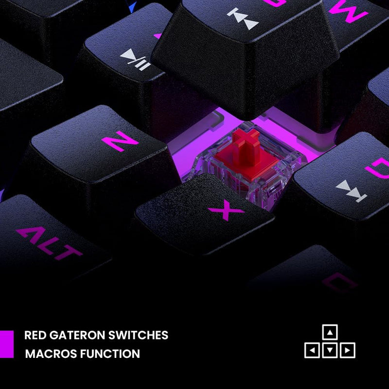 PREYON Red All Claw Gaming tastatur mit USB C, Bluetooth, 2.4 GHz - Mechanische Tastatur mit Hinterg