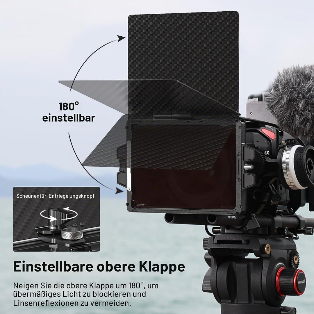 NEEWER Mini Matte Box mit einem 4" x5,65 Filterfach, Kohlefaser Flagge, 4 kreisförmigen Objektivring
