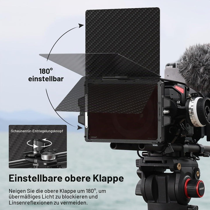 NEEWER Mini Matte Box mit einem 4" x5,65 Filterfach, Kohlefaser Flagge, 4 kreisförmigen Objektivring