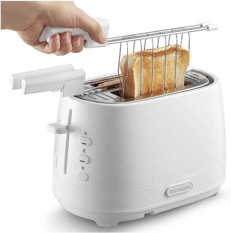 De Longhi CTLAP2203 Toaster mit Zange, 550 Watt. Bianco, Bianco