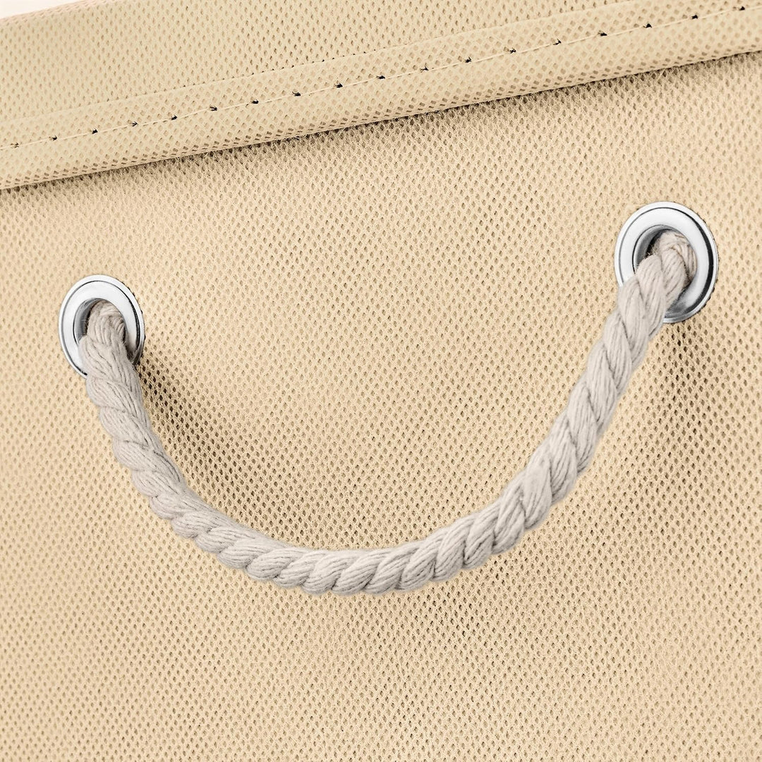 Stick&amp;Shine 4X Aufbewahrungs Korb Creme Faltbox 30 x 30 x 30 cm Regalkorb faltbar mit Kordel und mit