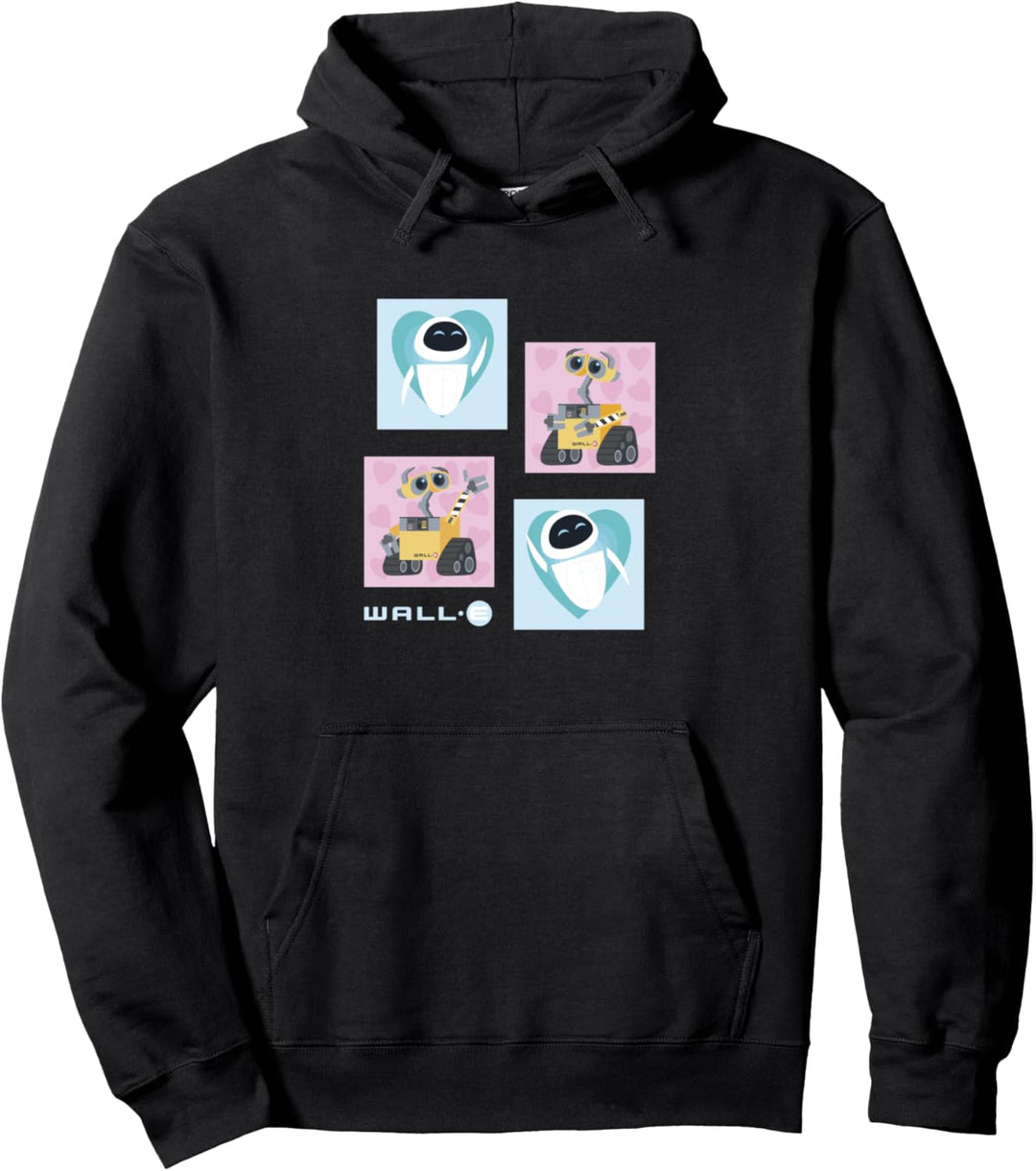 Disney Pixar Wall-E & EVE Portrait Panel Logo Pullover Hoodie