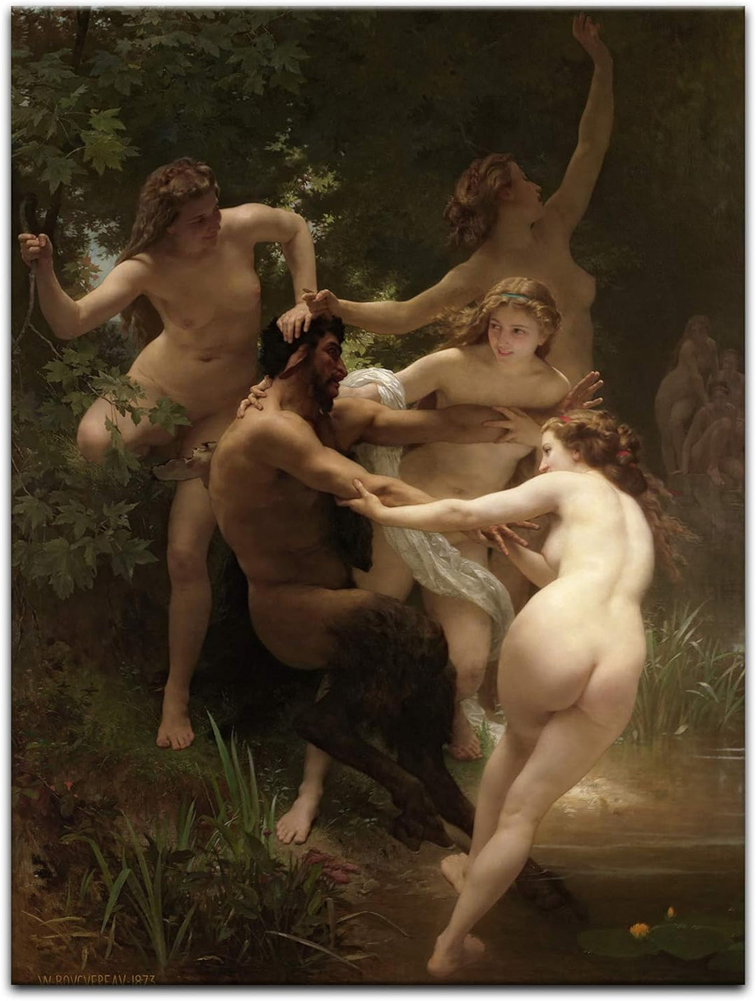 Bilderdepot24 Bild auf Leinwand | William Adolphe Bouguereau - Nymphen und Satyr in 60x80 cm als Wan