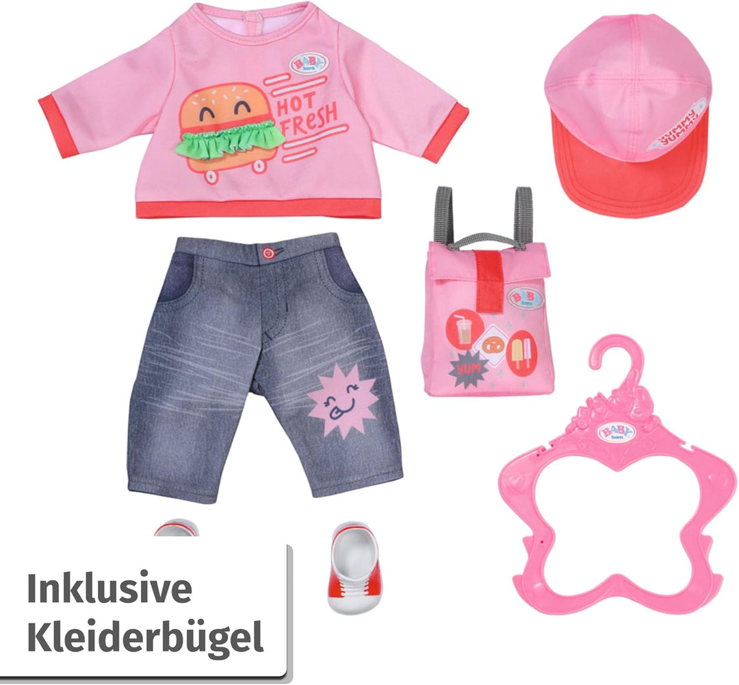 Baby Born Snack Shop Outfit, Outfit mit Cap, Schuhen und Rucksack für 43cm Puppen, 835944 Zapf Creat
