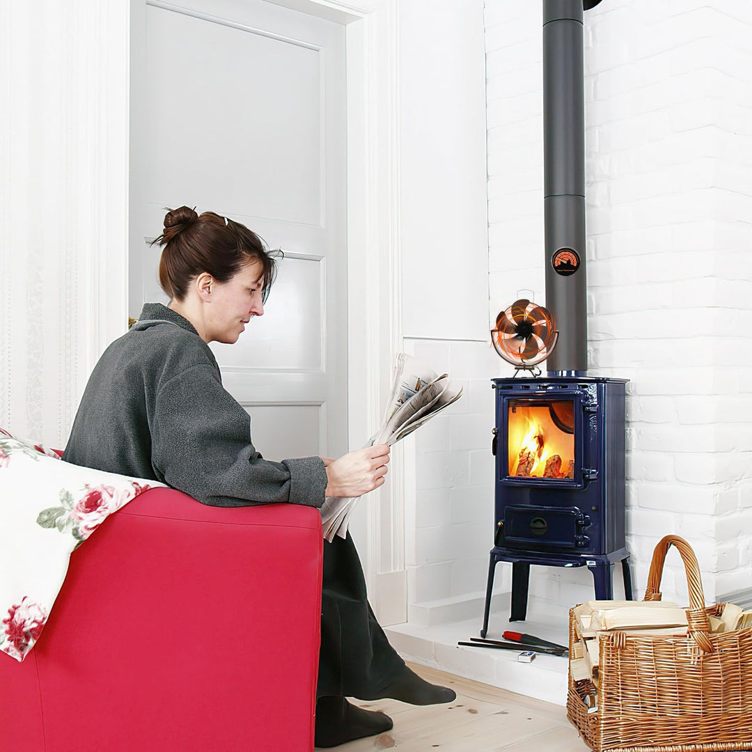 Jopassy Ofenventilator ohne strom mit 6 Blättern, Kaminventilator, Ventilator für Kaminofen, Kaminve