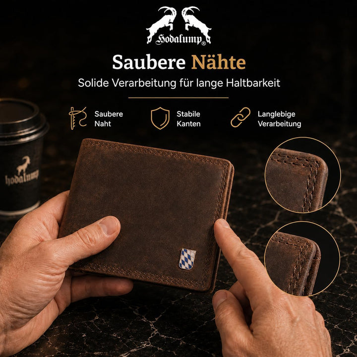 hodalump Echt-Leder Geldbörse • Premium Geldbeutel für Damen und Herren mit RFID-Schutz • Langlebige