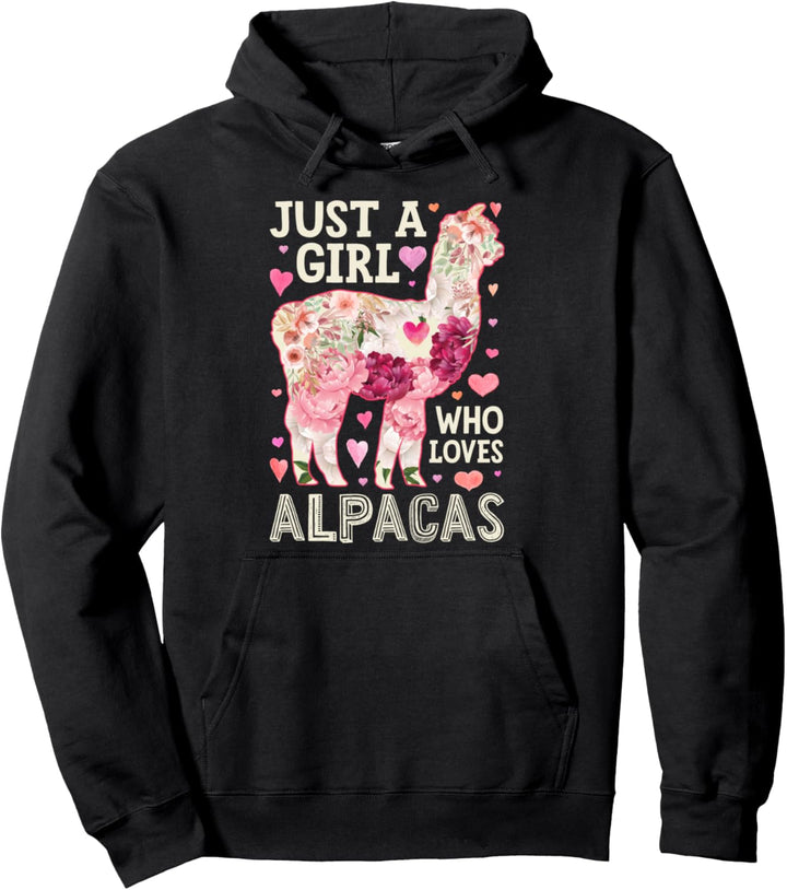 Alpaca Just A Girl Who Loves Alpacas Flower Women Floral Pullover Hoodie