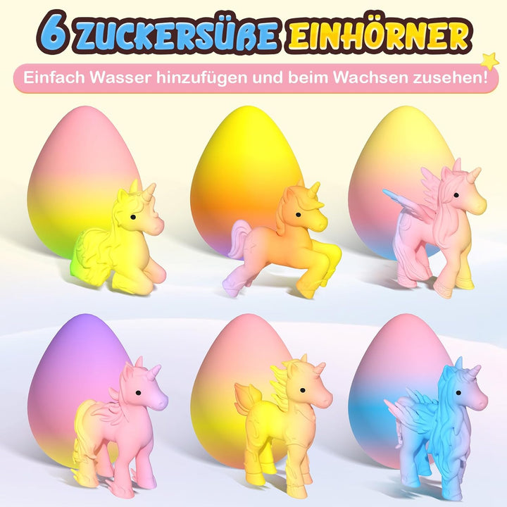 Coodoo Einhorn Schlüpft Regenbogeneier für Kinder - 6er Pack Einhorn Geschenke für Mädchen & Jungen,