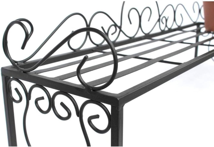 DanDiBo Blumenregal Metall Schwarz 75 cm Blumenständer Mi Blumenbank Blumentreppe Pflanzentreppe Blu