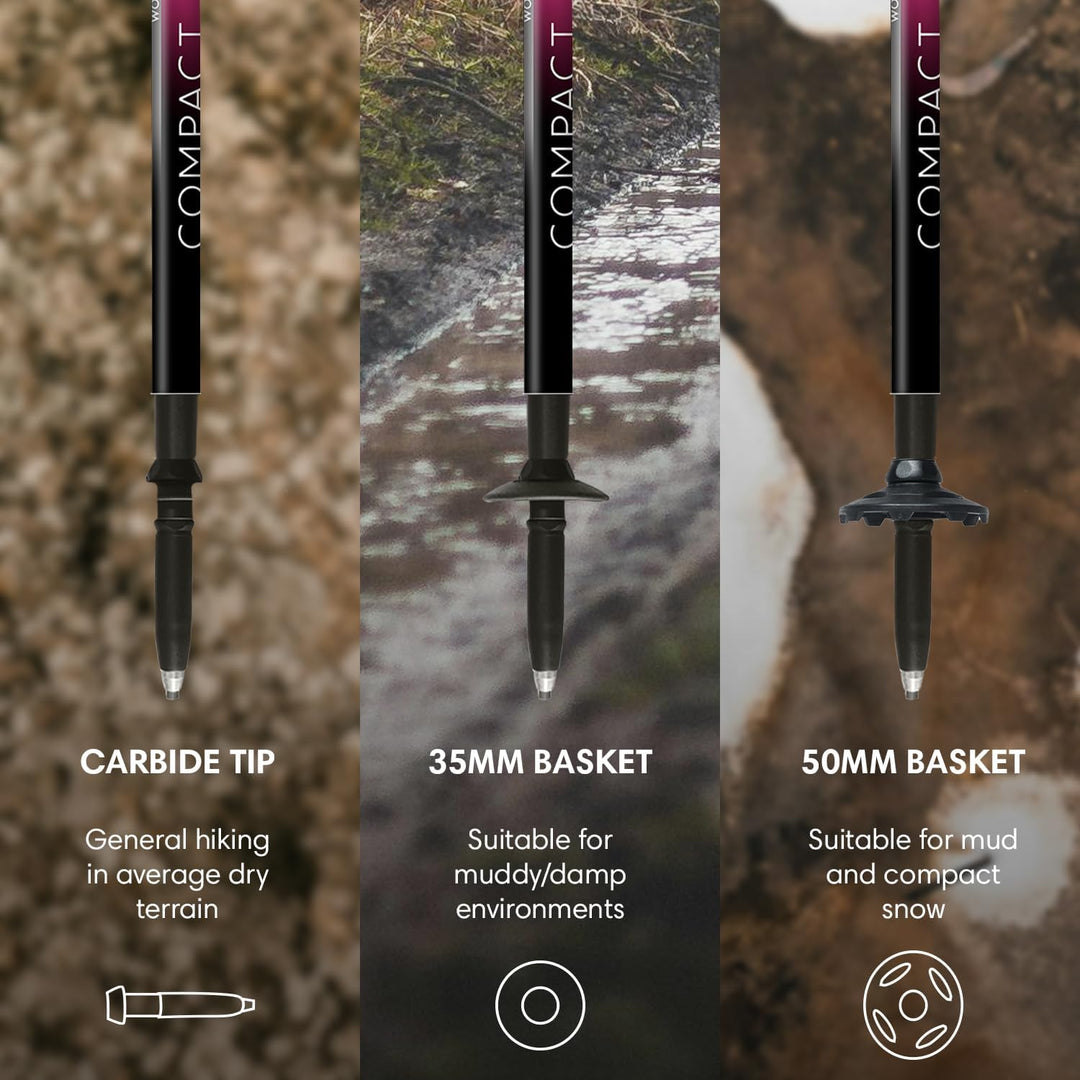 Fizan Compact 3 Trekking Poles – 5.6 oz Ultralight, Backpacking, Thru Hiking Poles, Adjustable, Coll
