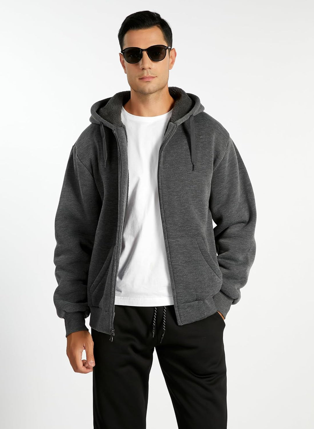 SwissWell Hoodie Herren Reissverschluss Sweatjacke Fleece Kapuzenjacke 3XL 0652-grau, 3XL 0652-grau