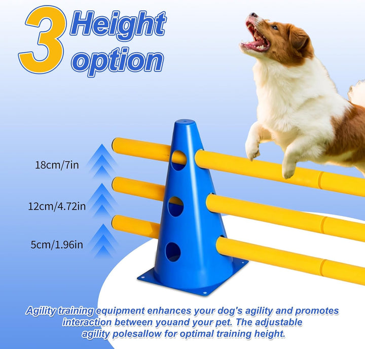 4 Stück Steckhürdenset Grosse Hunde, Hundeparcours Kegel Plastik Agility Set Hunde Klein Indoor Eins
