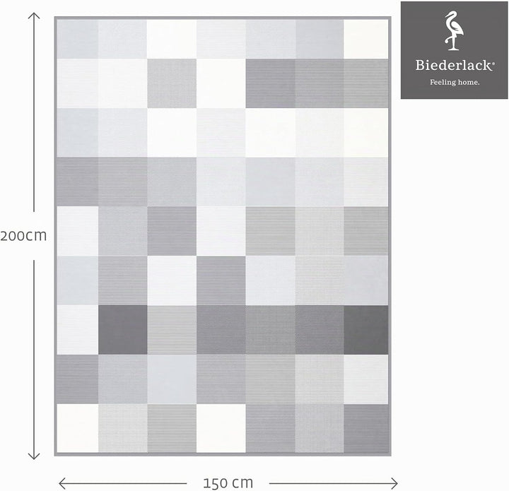 biederlack® Kuscheldecke Pure Cotton Karo grau, Sofadecke in 150x200 cm