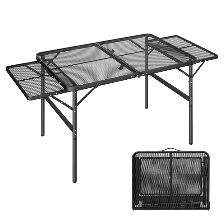 AufuN Tragbare Campingtische 90x60x39cm, 2 Höhenverstellbar Klappbarer Multifunktionstisch, Grilltis