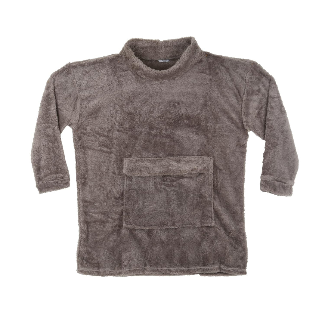 Kasanova 1 MAXI-SWEATSHIRT IN GRAUEM GEBÜRSTET, Polyester, Grigio