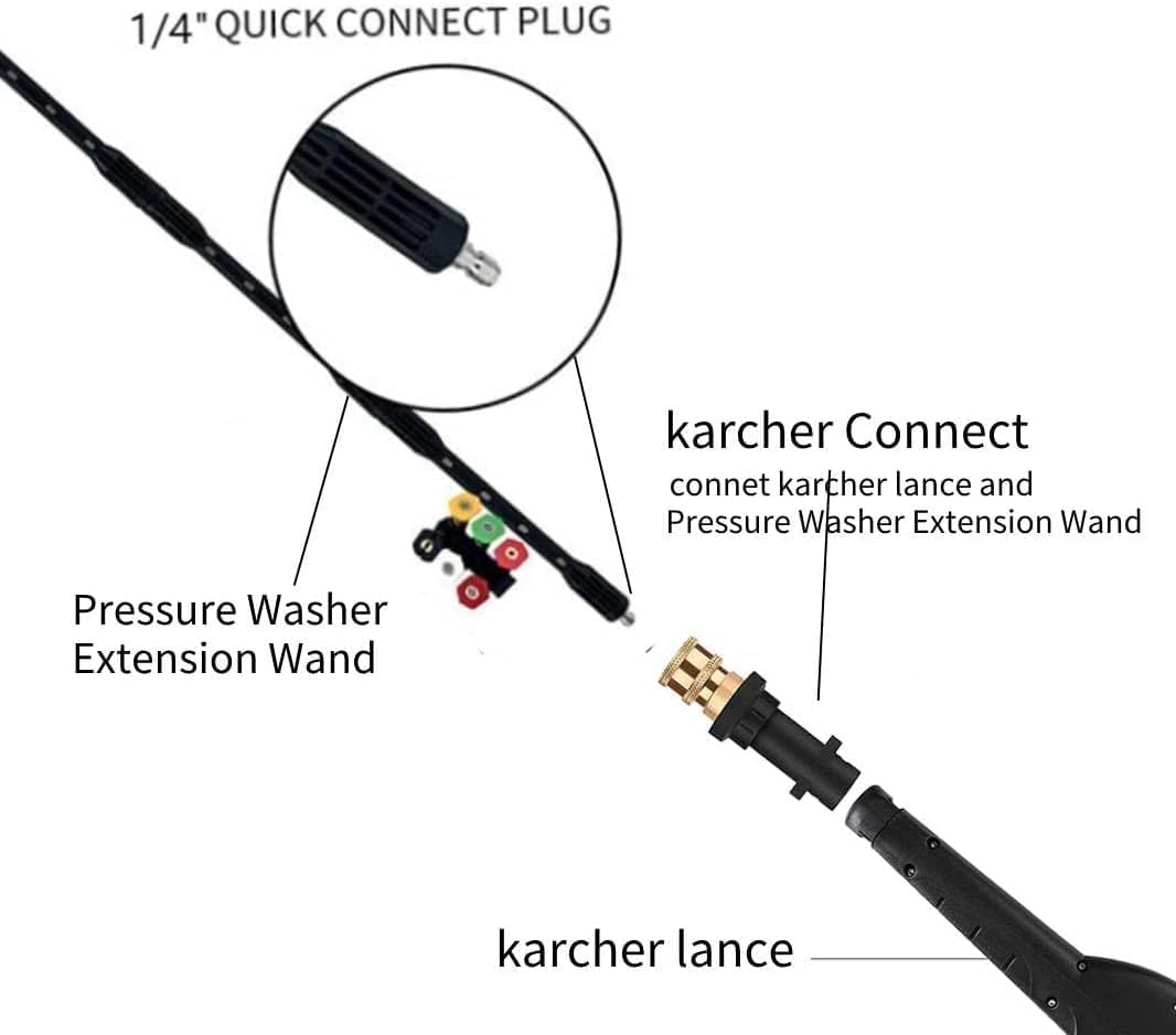 10 Stück Hochdruckreiniger-Verlängerung mit Adapter, kompatibel mit Kärcher K Series, 4000 PSI Tools