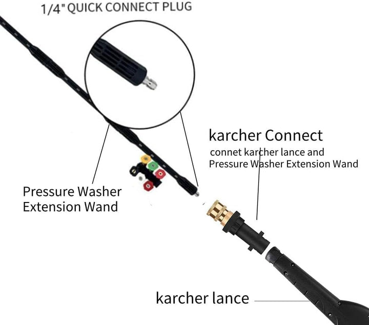 10 Stück Hochdruckreiniger-Verlängerung mit Adapter, kompatibel mit Kärcher K Series, 4000 PSI Tools