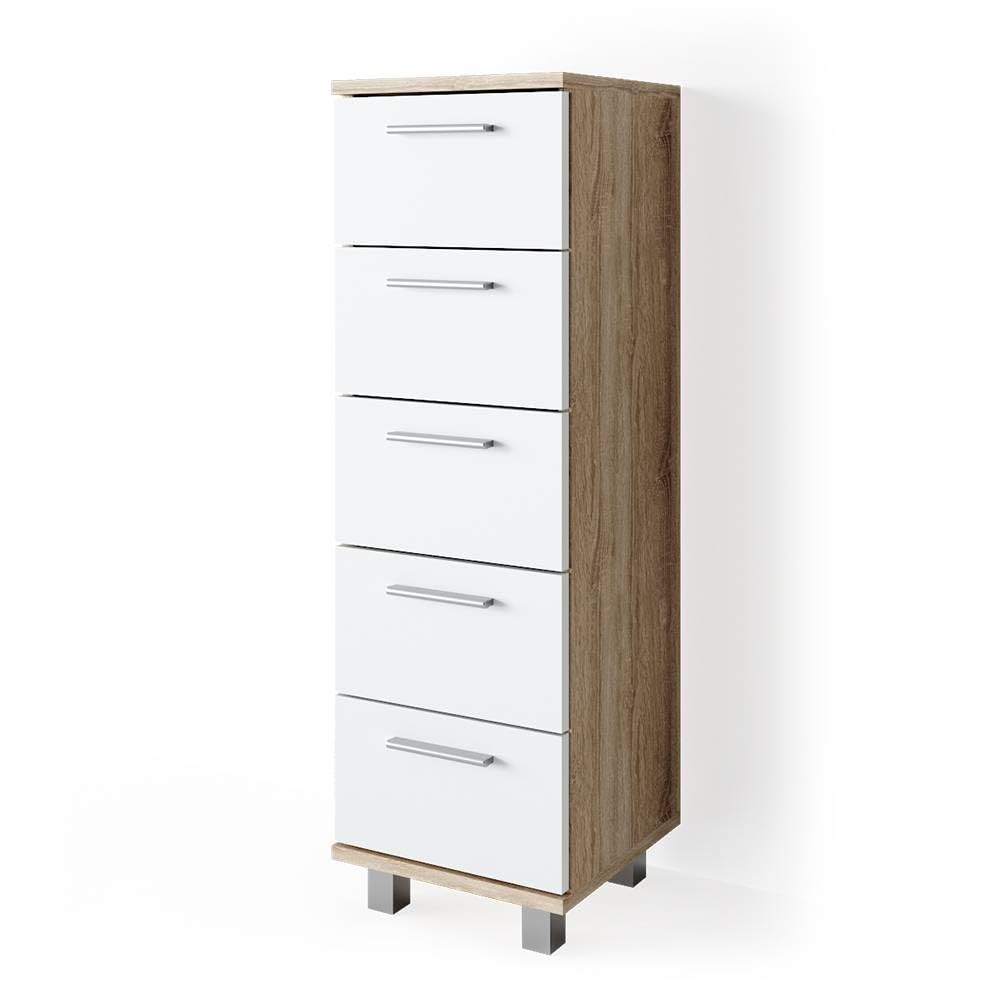 Vicco Badschrank Ilias, Sonoma/Weiss, 30 x 95 cm, Sonoma