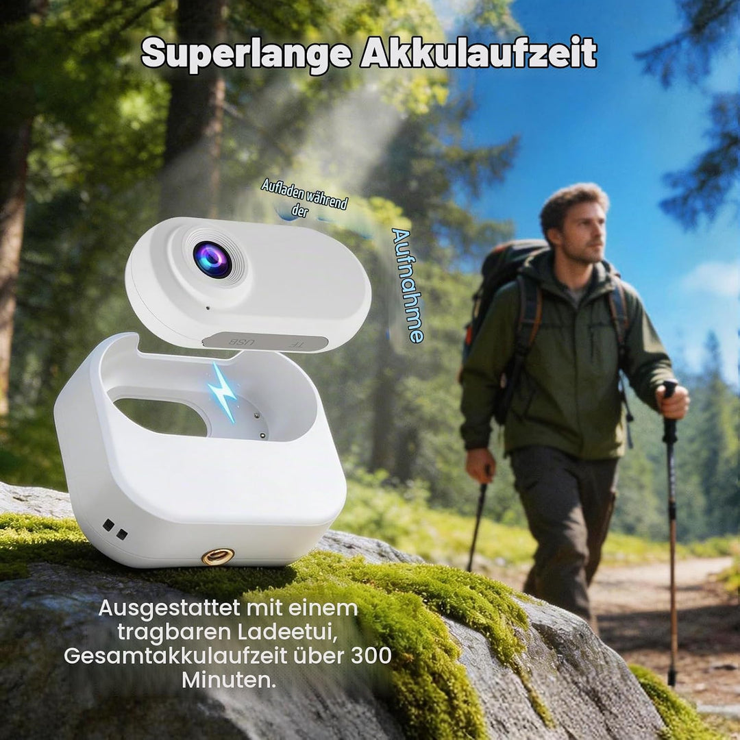 Mini Action Cam 1080P Bodycam mit Batteriefach &amp; 128GB SD-Karte, Helmkamera für Motorrad Fahrrad Spo
