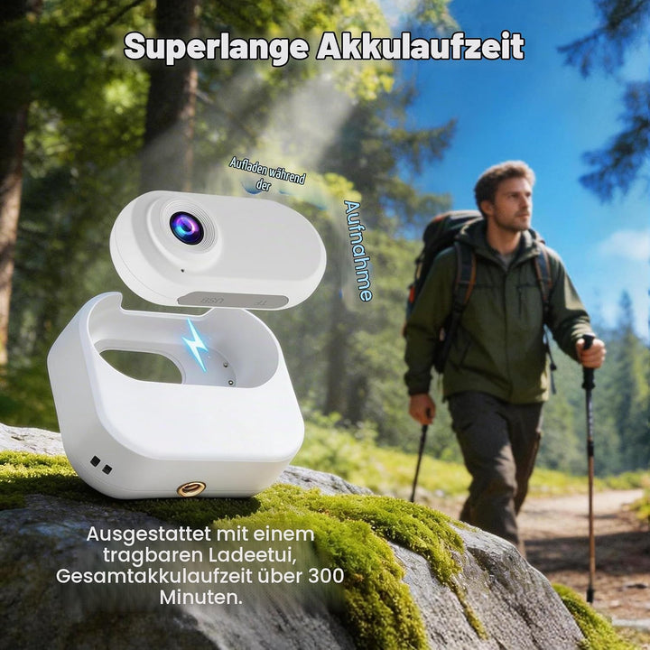 Mini Action Cam 1080P Bodycam mit Batteriefach &amp; 128GB SD-Karte, Helmkamera für Motorrad Fahrrad Spo