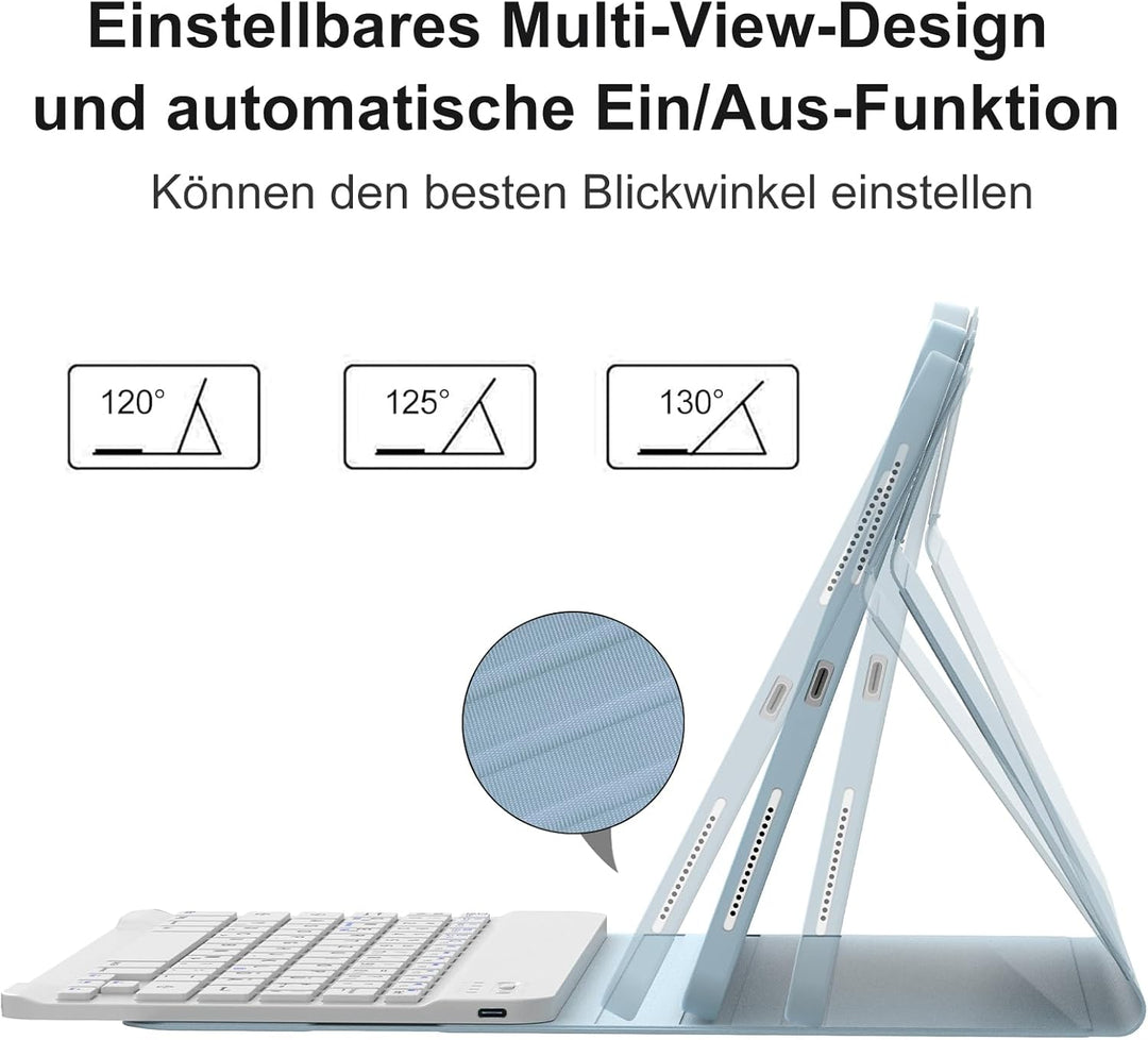 IVEOPPE Hülle mit Tastatur für iPad A16 11 Generation 2025/10 Generation 2022, Bluetooth Magnetische