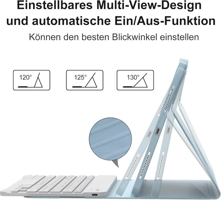 IVEOPPE Hülle mit Tastatur für iPad A16 11 Generation 2025/10 Generation 2022, Bluetooth Magnetische