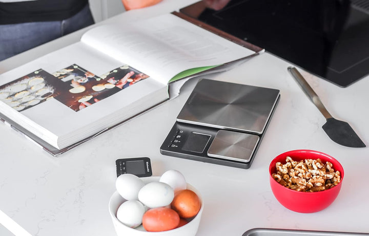 KitchenAid digitale Lebensmittel-Waage mit zwei Plattformen, wiegt zwischen 5000g und 500g Schwarz E