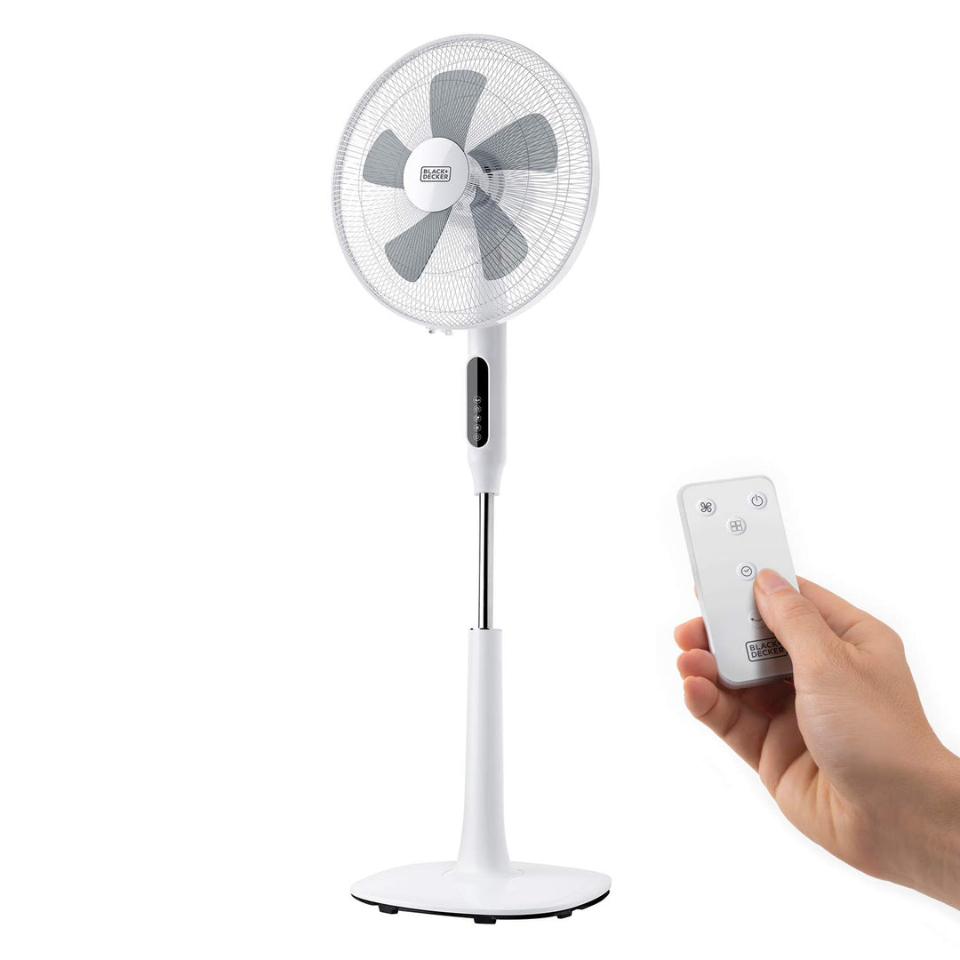 BLACK+DECKER BXEFP50E - Standventilator 110-115cm, 50W, 3 Geschwindigkeiten, Touch-Tasten, Fernbedie