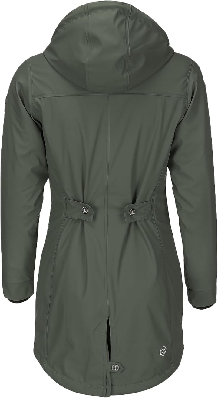 Dry Fashion Damen Regenmantel Malmö - Frauen Regenjacke Jacke mit Kapuze Lang Winddicht Wasserdicht