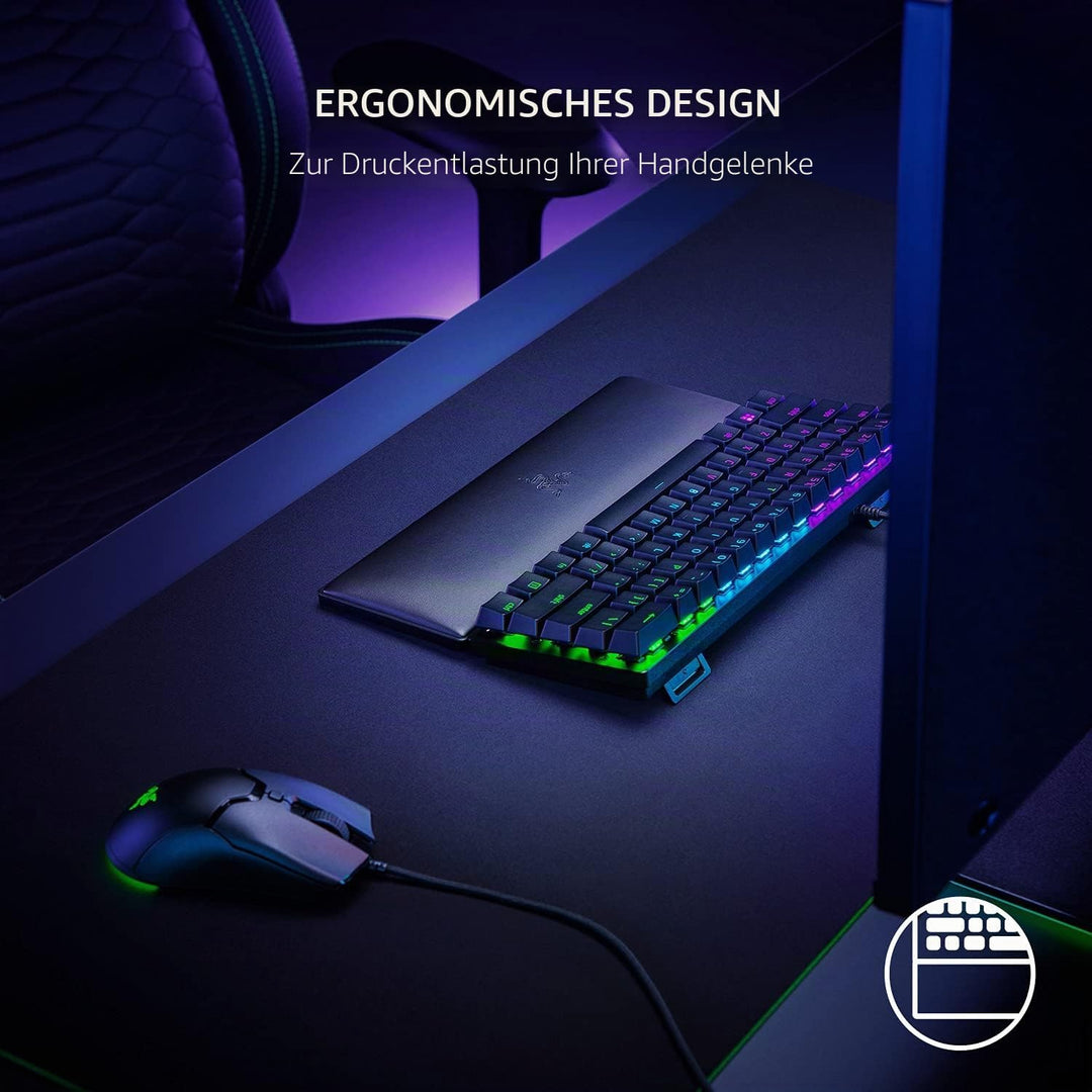 Razer Ergonomische Handgelenkauflage für Mini-Tastaturen: Plüsch-Kunstleder-Memory-Schaumstoff-Kisse