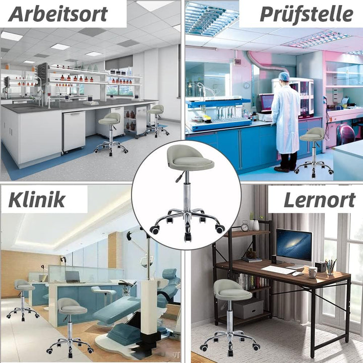 Mingone Bürohocker Höhenverstellbar Rollhocker mit Lehne Drehhocker mit Rollen Arbeitshocker 360 °Dr