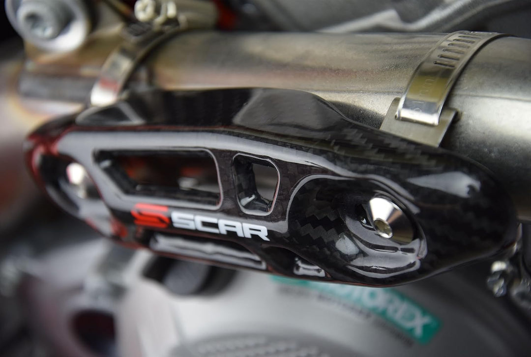 SCAR Universal HITZESCHUTZ CARBON 4 TAKT Krümmer kompatibel mit KTM SXF EXCF 250 350 450 500 530