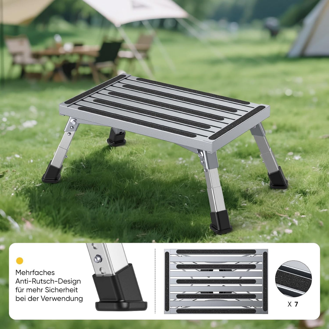 Aluminium Klapptritt Trittstufe, 4-Stufige Höhenverstellbarer Tritthocker [19-23cm], 350Kg Belastung