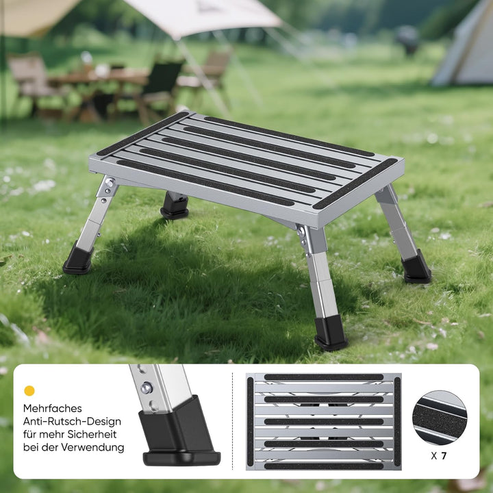 Aluminium Klapptritt Trittstufe, 4-Stufige Höhenverstellbarer Tritthocker [19-23cm], 350Kg Belastung