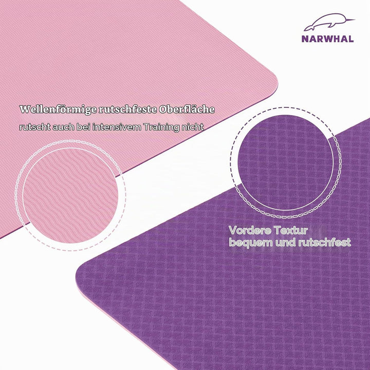 Narwhal Yoga Matte Gross TPE Rutschfest 190x80x0.6cm Yogamatte xxl Sportmatte Gymnastikmatte Trainin