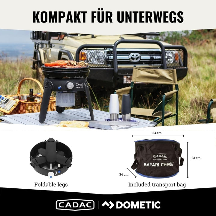 CADAC - Safari Chef 30 LP Camping Grill - 50mBar - Camping Grill Gas - Stahl, Aluminium und Kunststo