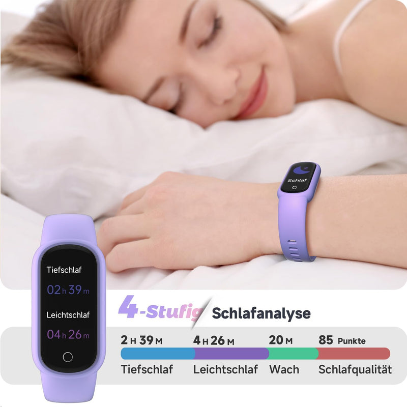 TOOBUR Fitness Tracker mit schrittzähler Fitnessuhr mit Wasserdicht Pulsuhr mit Herzfrequenz Schlaft